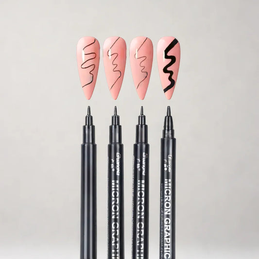 PACK 4 PLUMAS GRAFFITI NAIL ART NEGRO