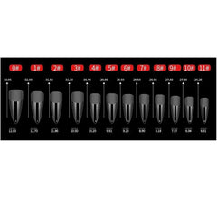 guide de taille de la boite de 550 capsules gel x pour extension d'ongles medium stiletto