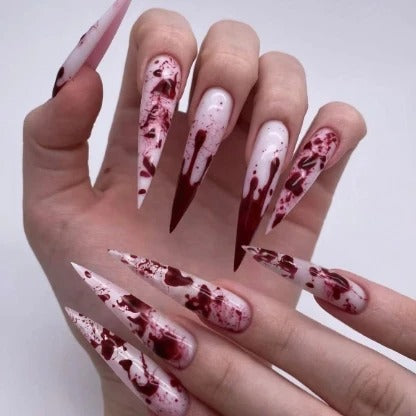 Press on Nails Blood Splatter – Faux Ongles Effet Sang